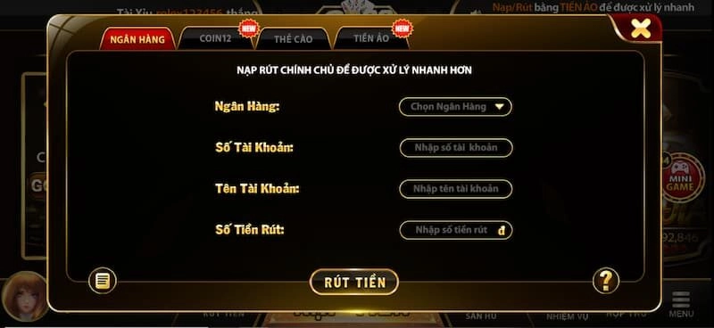 Rút tiền GO88 qua ngân hàng