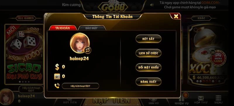 đăng ký tài khoản GO88 