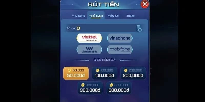 Rút thưởng Win79 qua thẻ cào