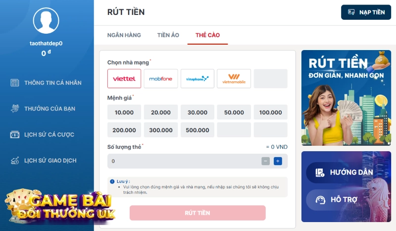 Rút tiền Sin88